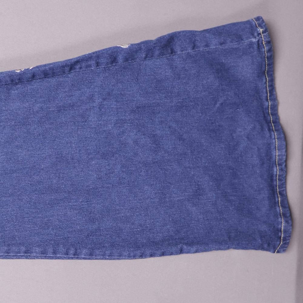 Floral Embroidered Bell Bottom Flare Jeans Medium Wash Blue Rose Denim L - Picture 3 of 8